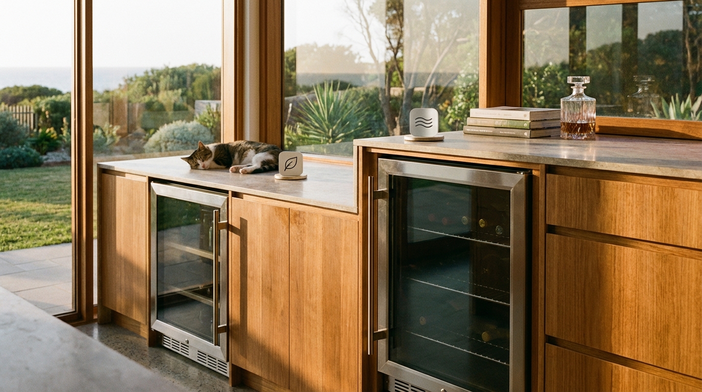 simple side-by-side comparison of fridge sizes and dB levels